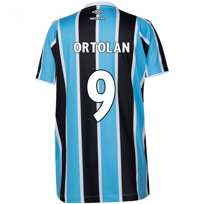 Enfant Maillot Dani Ortolan #9 Bleu Noir Blanc Tenues Domicile 2024/25 T-Shirt Belgique