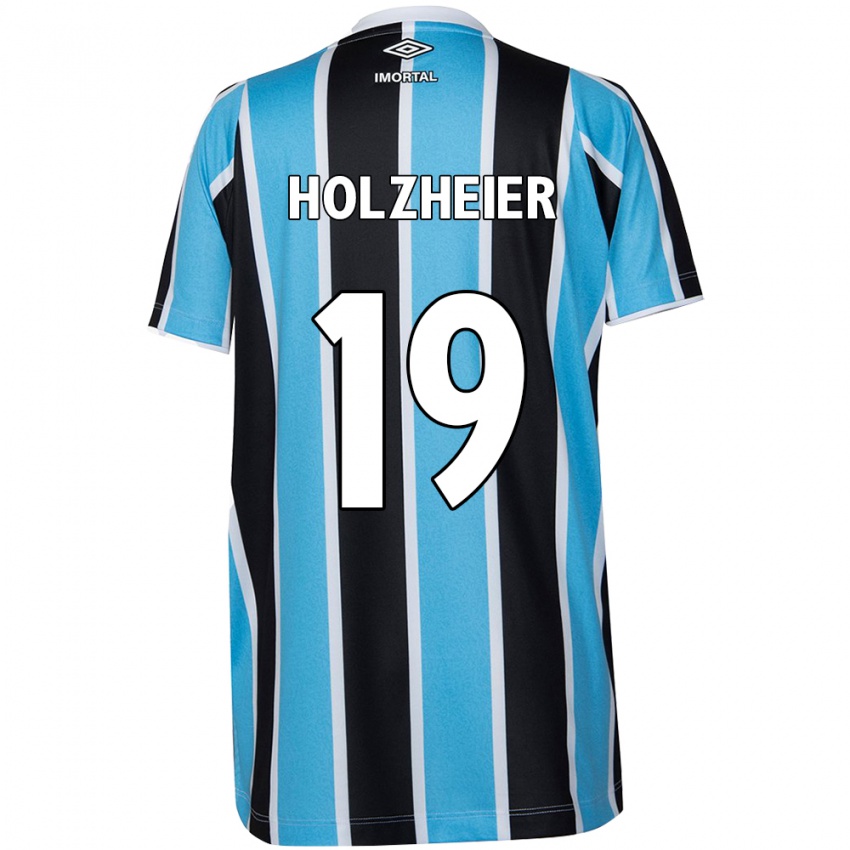 Enfant Maillot Agostina Holzheier #19 Bleu Noir Blanc Tenues Domicile 2024/25 T-Shirt Belgique