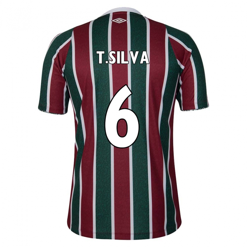 Enfant Maillot Thiago Silva #6 Vert Marron Blanc Tenues Domicile 2024/25 T-Shirt Belgique