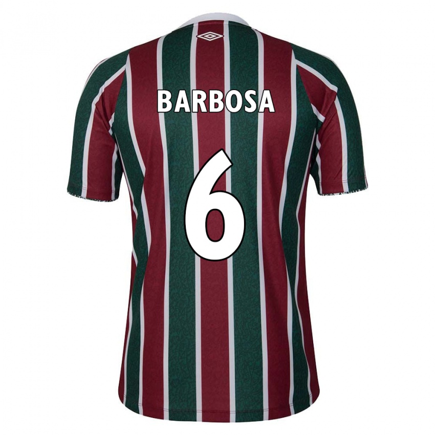 Enfant Maillot Diogo Barbosa #6 Vert Marron Blanc Tenues Domicile 2024/25 T-Shirt Belgique