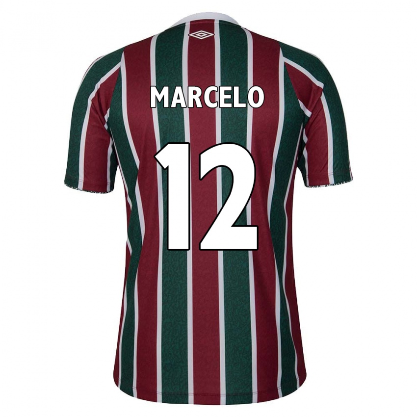 Enfant Maillot Marcelo #12 Vert Marron Blanc Tenues Domicile 2024/25 T-Shirt Belgique