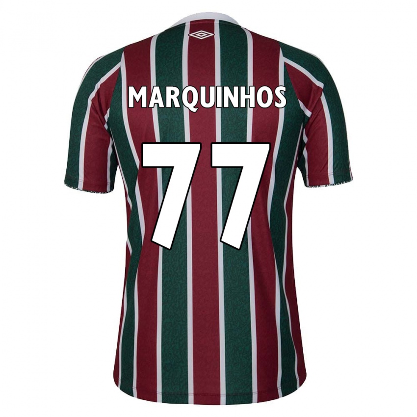 Enfant Maillot Marquinhos #77 Vert Marron Blanc Tenues Domicile 2024/25 T-Shirt Belgique