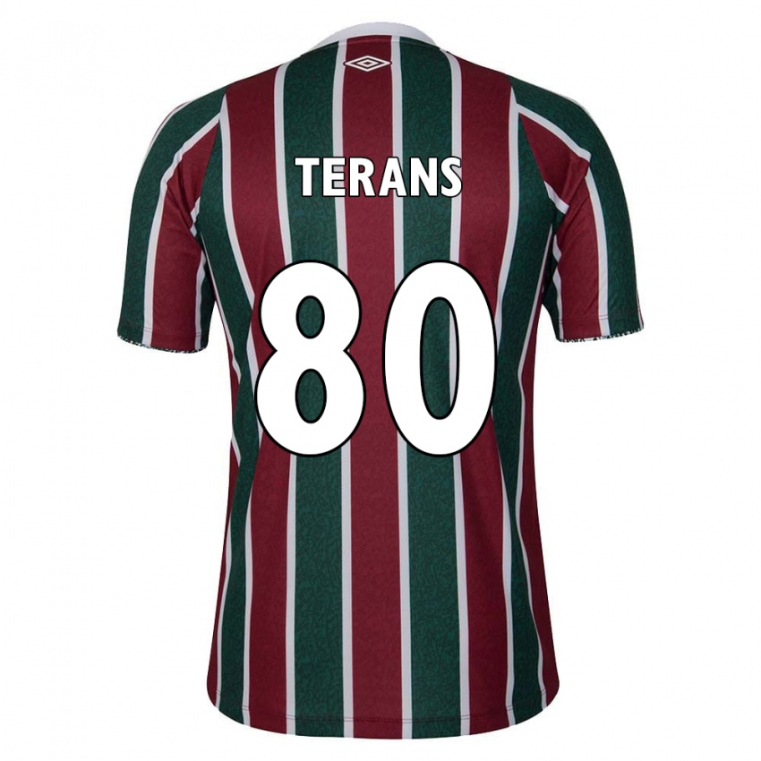 Enfant Maillot David Terans #80 Vert Marron Blanc Tenues Domicile 2024/25 T-Shirt Belgique