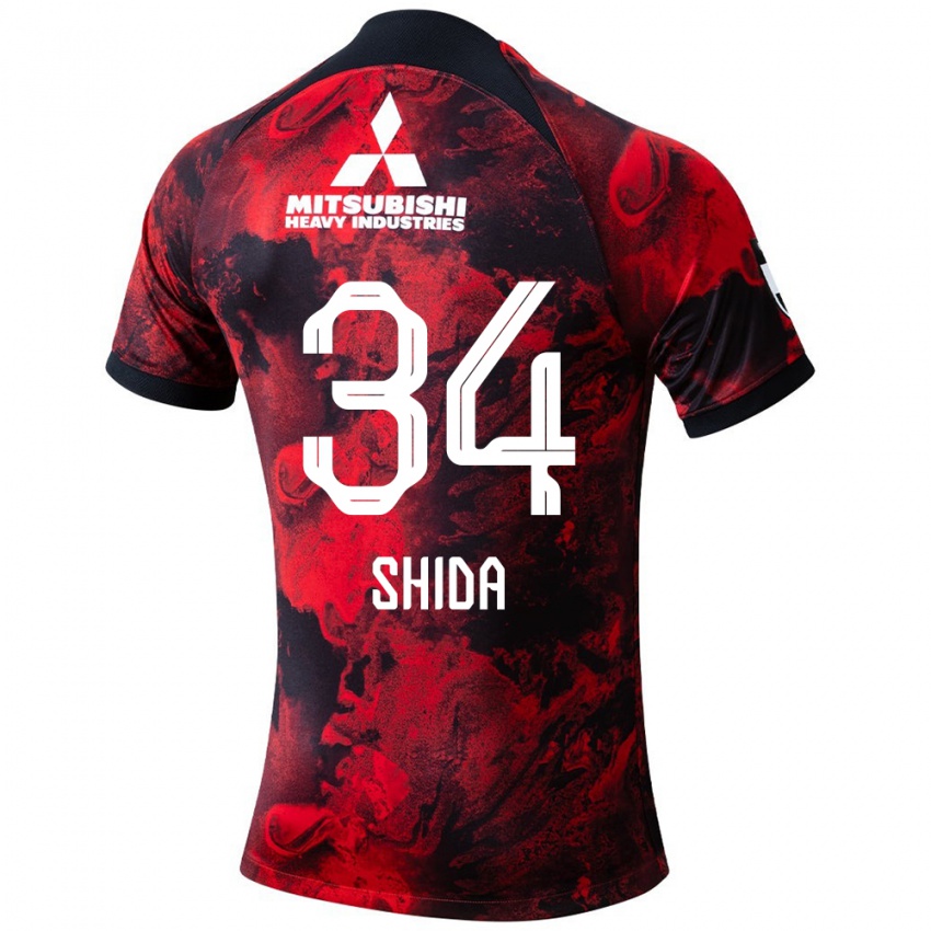 Kinderen Izuho Shida #34 Rood Zwart Thuisshirt Thuistenue 2024/25 T-Shirt België