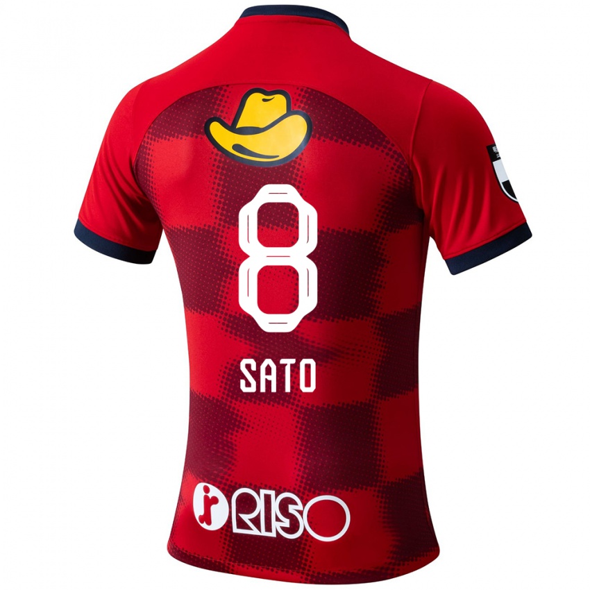 Kinderen Yuto Sato #8 Rood Blauw Wit Thuisshirt Thuistenue 2024/25 T-Shirt België