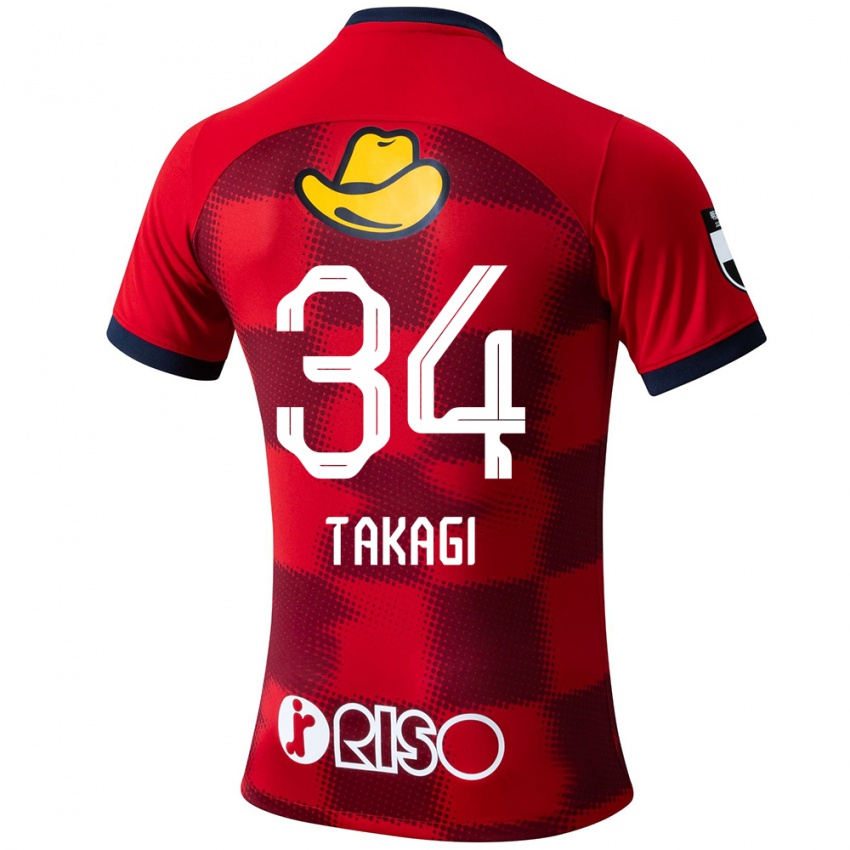 Kinderen Haruto Takagi #34 Rood Blauw Wit Thuisshirt Thuistenue 2024/25 T-Shirt België