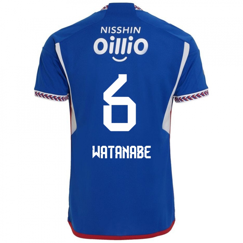 Enfant Maillot Kota Watanabe #6 Bleu Blanc Rouge Tenues Domicile 2024/25 T-Shirt Belgique