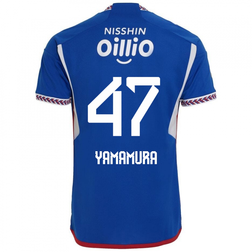 Enfant Maillot Kazuya Yamamura #47 Bleu Blanc Rouge Tenues Domicile 2024/25 T-Shirt Belgique