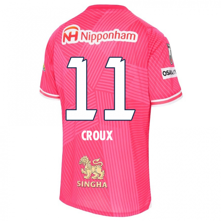 Enfant Maillot Jordy Croux #11 Rose Blanc Tenues Domicile 2024/25 T-Shirt Belgique