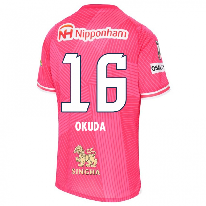 Enfant Maillot Hayato Okuda #16 Rose Blanc Tenues Domicile 2024/25 T-Shirt Belgique