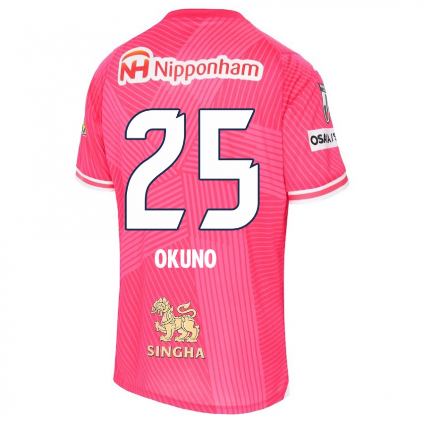 Enfant Maillot Hiroaki Okuno #25 Rose Blanc Tenues Domicile 2024/25 T-Shirt Belgique