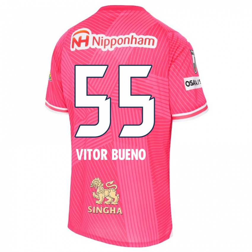 Enfant Maillot Vitor Bueno #55 Rose Blanc Tenues Domicile 2024/25 T-Shirt Belgique