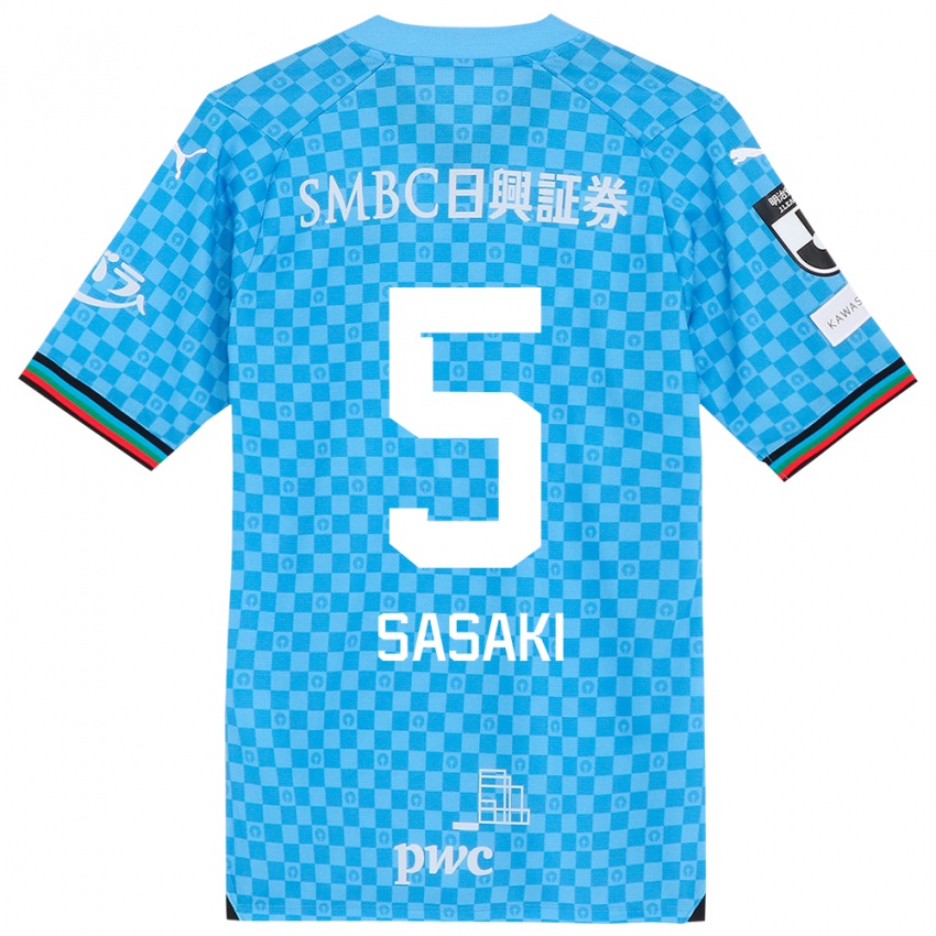 Kinderen Asahi Sasaki #5 Azuur Blauw Thuisshirt Thuistenue 2024/25 T-Shirt België