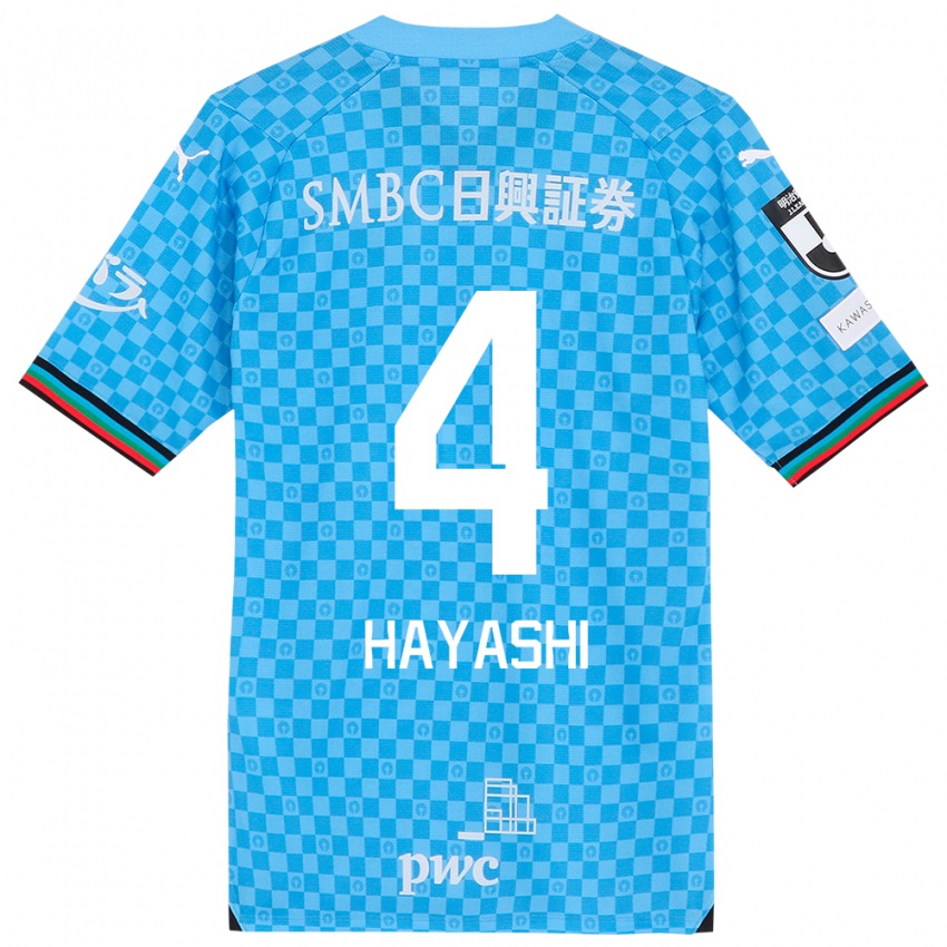 Kinderen Shunsuke Hayashi #4 Azuur Blauw Thuisshirt Thuistenue 2024/25 T-Shirt België