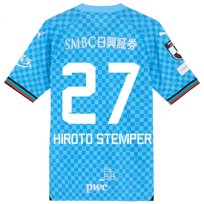 Kinderen Luka Hiroto Stemper #27 Azuur Blauw Thuisshirt Thuistenue 2024/25 T-Shirt België