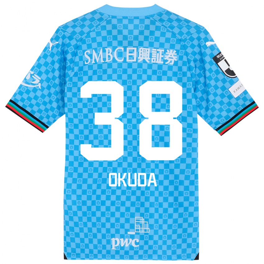 Kinderen Yuma Okuda #38 Azuur Blauw Thuisshirt Thuistenue 2024/25 T-Shirt België