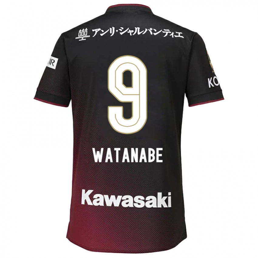 Enfant Maillot Hayato Watanabe #9 Noir Rouge Tenues Domicile 2024/25 T-Shirt Belgique