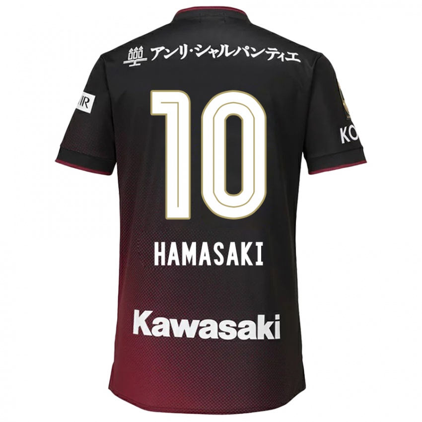 Enfant Maillot Kento Hamasaki #10 Noir Rouge Tenues Domicile 2024/25 T-Shirt Belgique