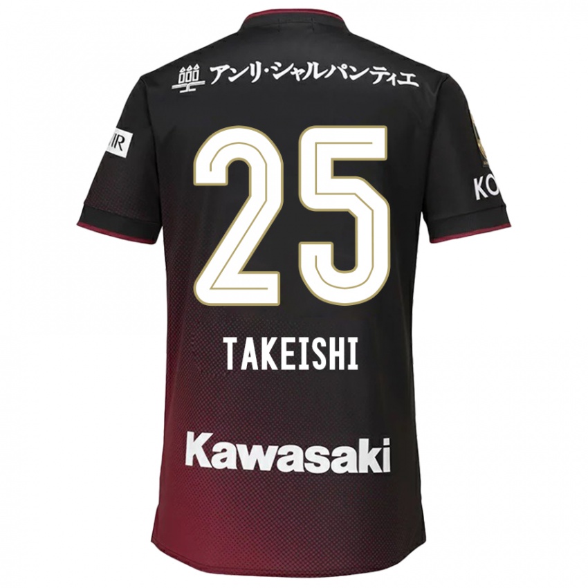 Kinderen Tsubasa Takeishi #25 Zwart Rood Thuisshirt Thuistenue 2024/25 T-Shirt België