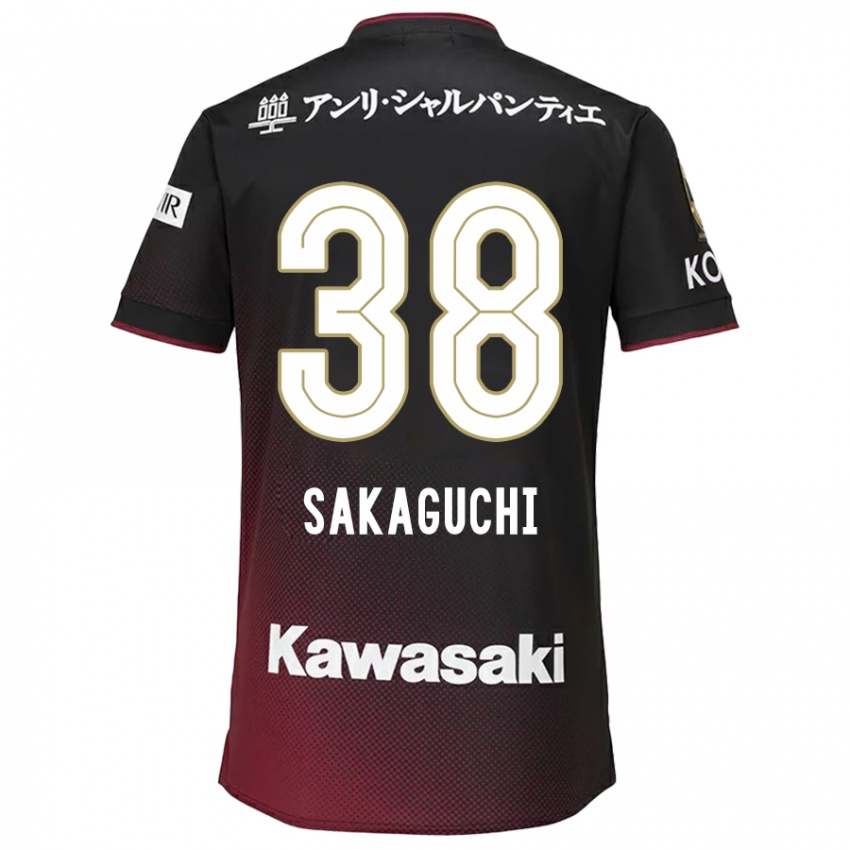 Kinderen Yuki Sakaguchi #38 Zwart Rood Thuisshirt Thuistenue 2024/25 T-Shirt België