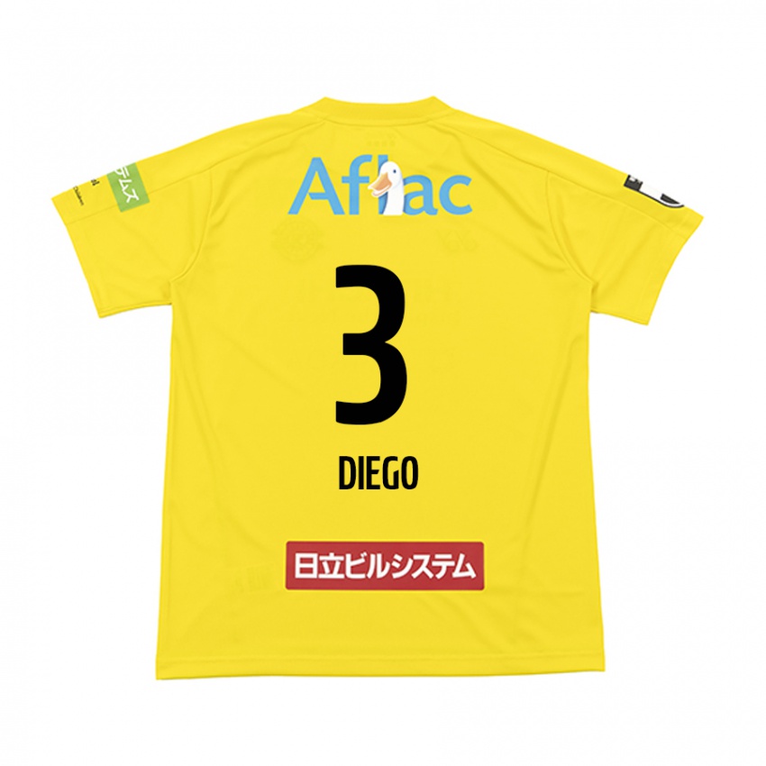 Enfant Maillot Diego #3 Jaune Noir Tenues Domicile 2024/25 T-Shirt Belgique