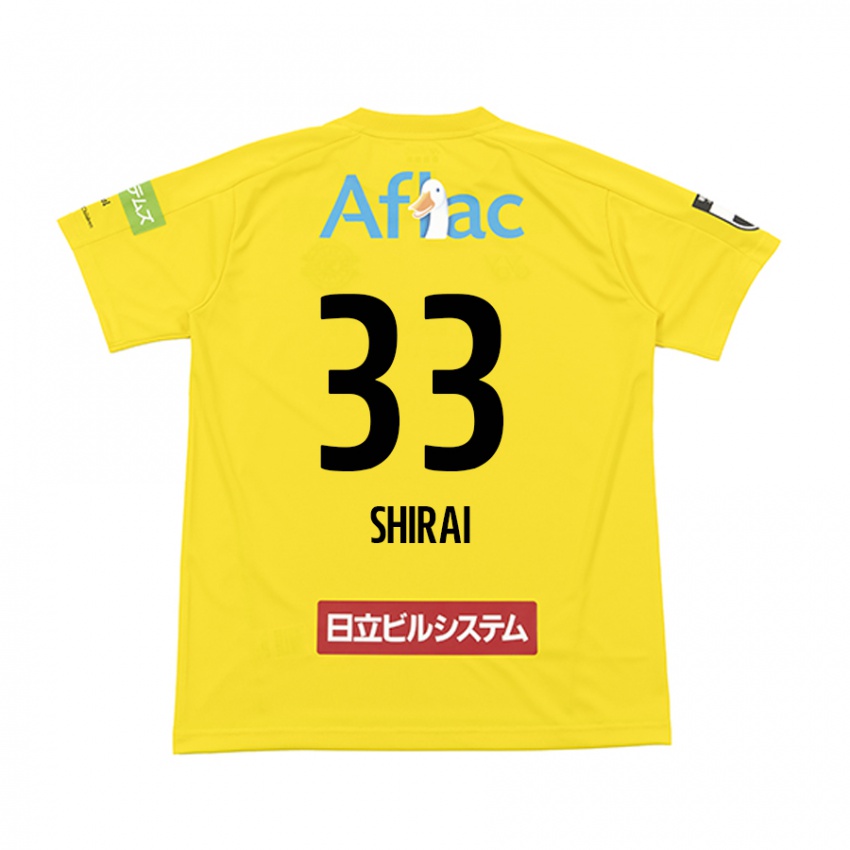 Enfant Maillot Eiji Shirai #33 Jaune Noir Tenues Domicile 2024/25 T-Shirt Belgique