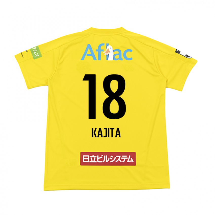 Enfant Maillot Kento Kajita #18 Jaune Noir Tenues Domicile 2024/25 T-Shirt Belgique