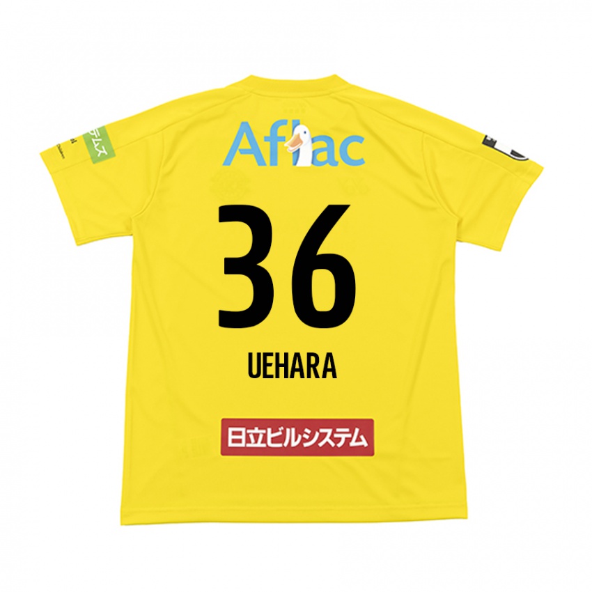 Enfant Maillot Reo Uehara #36 Jaune Noir Tenues Domicile 2024/25 T-Shirt Belgique