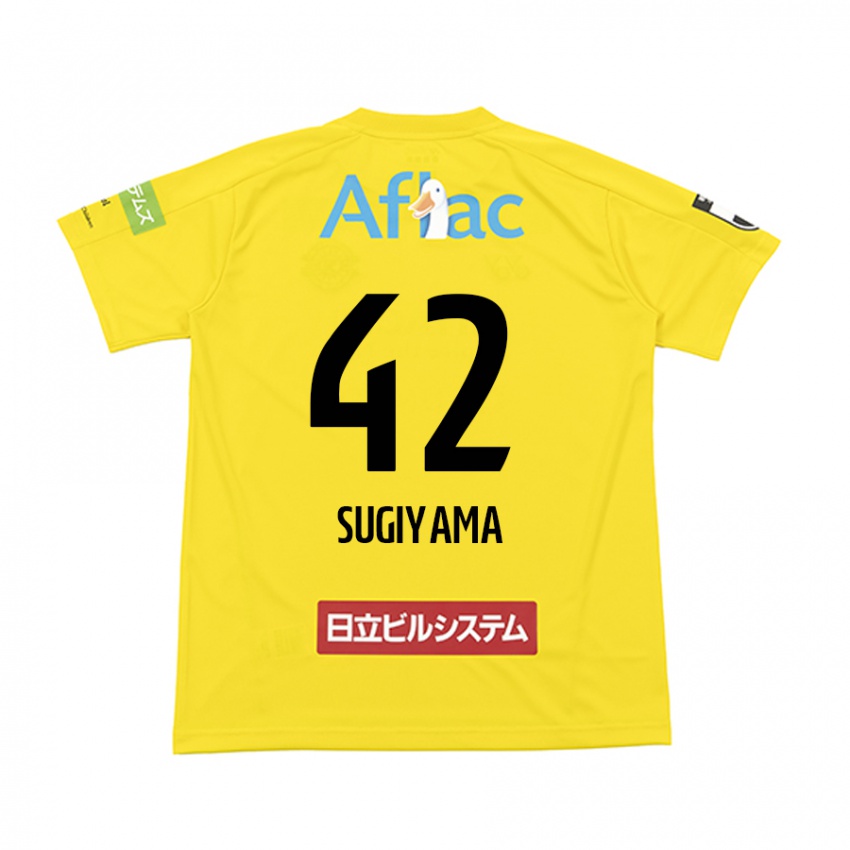 Enfant Maillot Shunnosuke Sugiyama #42 Jaune Noir Tenues Domicile 2024/25 T-Shirt Belgique