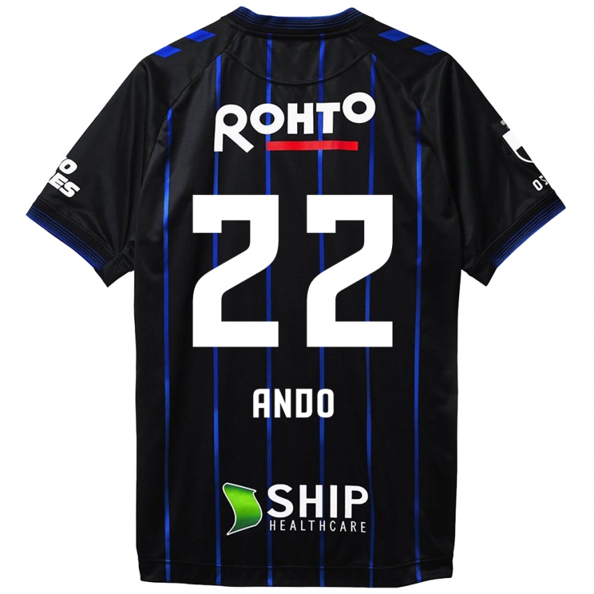 Enfant Maillot Rikuto Ando #22 Noir Bleu Tenues Domicile 2024/25 T-Shirt Belgique