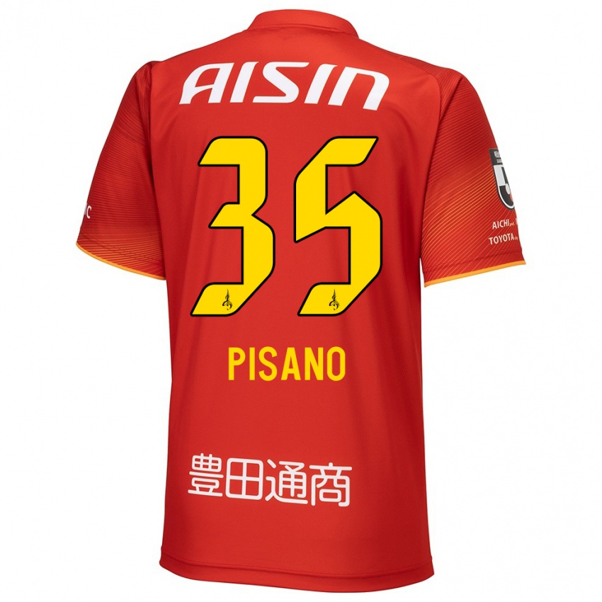 Enfant Maillot Alexandre Pisano #35 Rouge Blanc Jaune Tenues Domicile 2024/25 T-Shirt Belgique