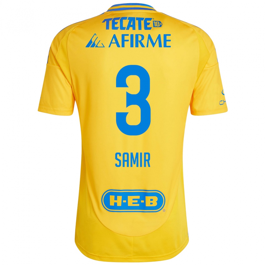 Enfant Maillot Samir Caetano #3 Or Jaune Tenues Domicile 2024/25 T-Shirt Belgique