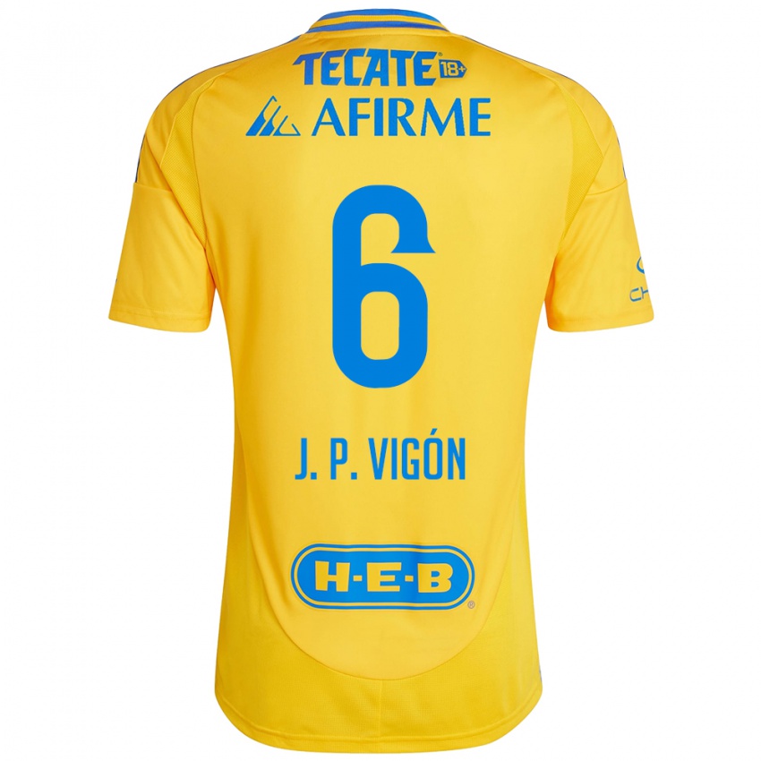 Enfant Maillot Juan Pablo Vigón #6 Or Jaune Tenues Domicile 2024/25 T-Shirt Belgique