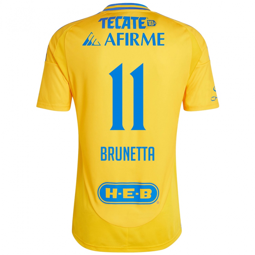 Enfant Maillot Juan Brunetta #11 Or Jaune Tenues Domicile 2024/25 T-Shirt Belgique