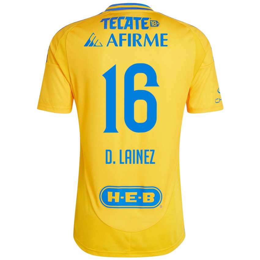 Enfant Maillot Diego Lainez #16 Or Jaune Tenues Domicile 2024/25 T-Shirt Belgique