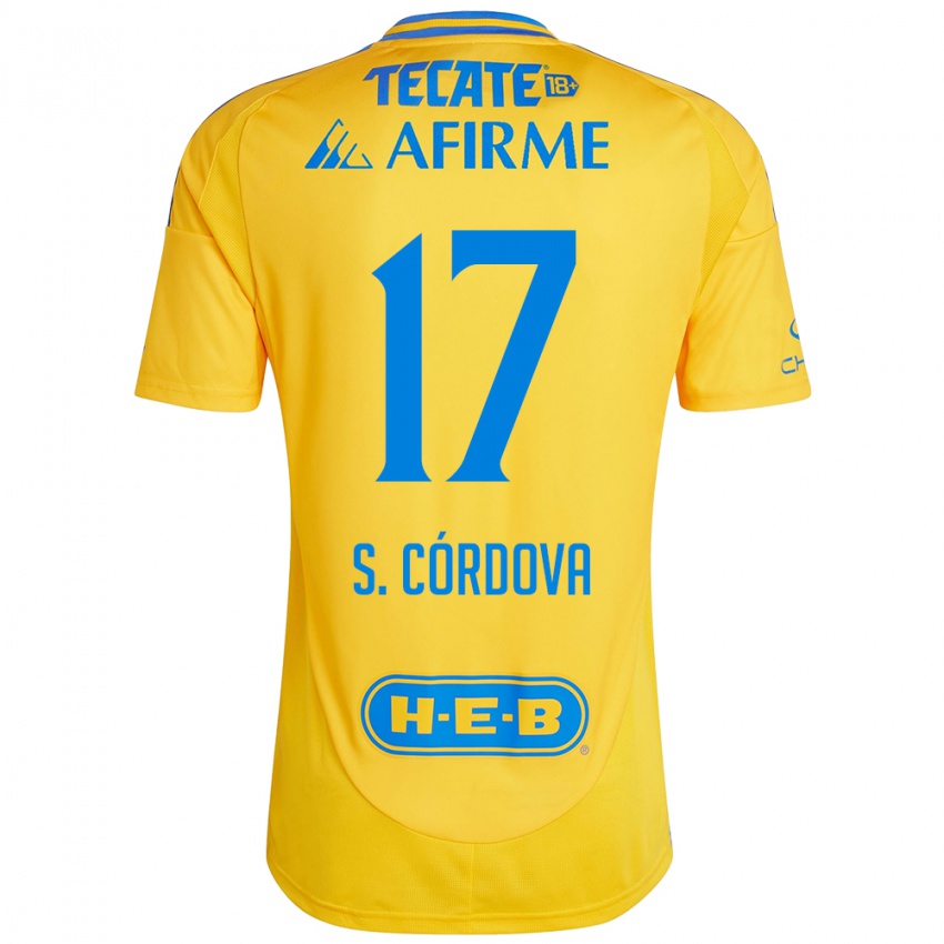 Enfant Maillot Sebastian Cordova #17 Or Jaune Tenues Domicile 2024/25 T-Shirt Belgique