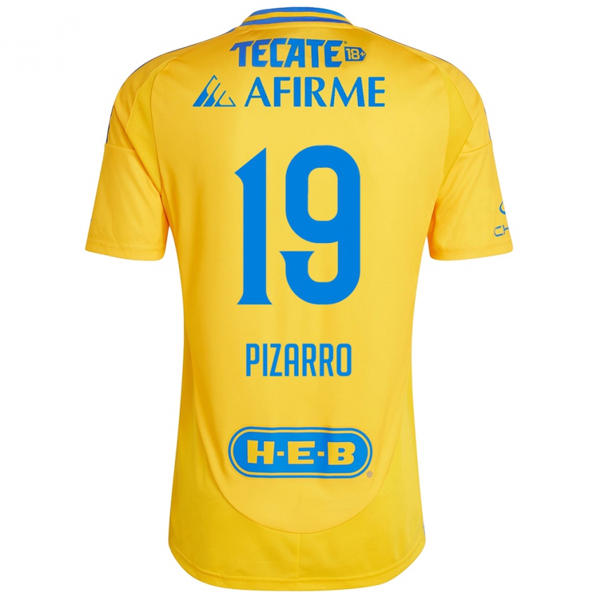 Enfant Maillot Guido Pizarro #19 Or Jaune Tenues Domicile 2024/25 T-Shirt Belgique