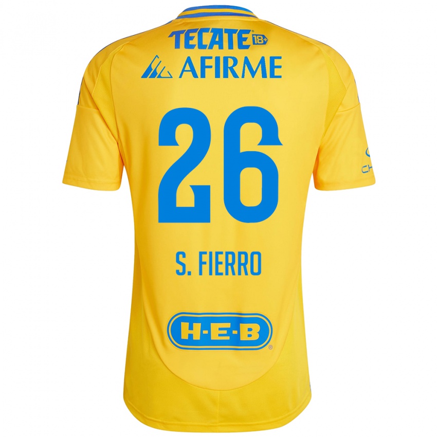 Enfant Maillot Sebastián Fierro #26 Or Jaune Tenues Domicile 2024/25 T-Shirt Belgique