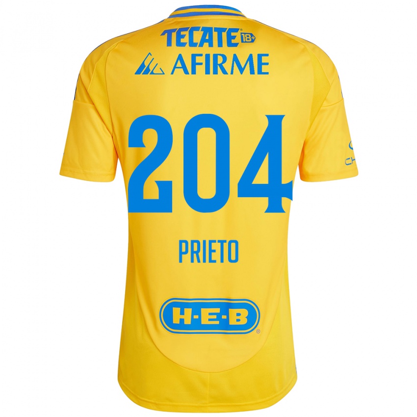 Enfant Maillot Leonel Prieto #204 Or Jaune Tenues Domicile 2024/25 T-Shirt Belgique