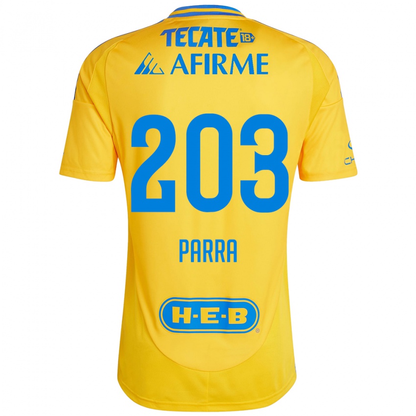 Enfant Maillot Bernardo Parra #203 Or Jaune Tenues Domicile 2024/25 T-Shirt Belgique