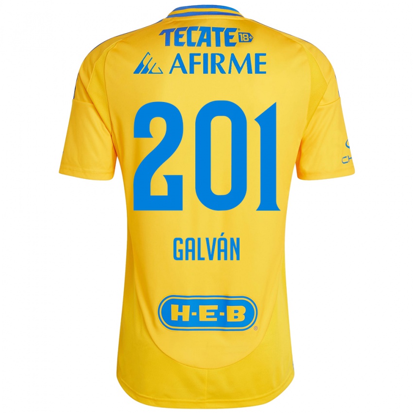 Enfant Maillot Isac Galván #201 Or Jaune Tenues Domicile 2024/25 T-Shirt Belgique