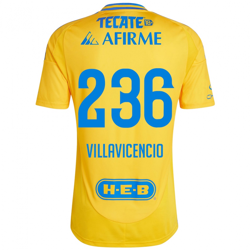 Enfant Maillot Edgar Villavicencio #236 Or Jaune Tenues Domicile 2024/25 T-Shirt Belgique