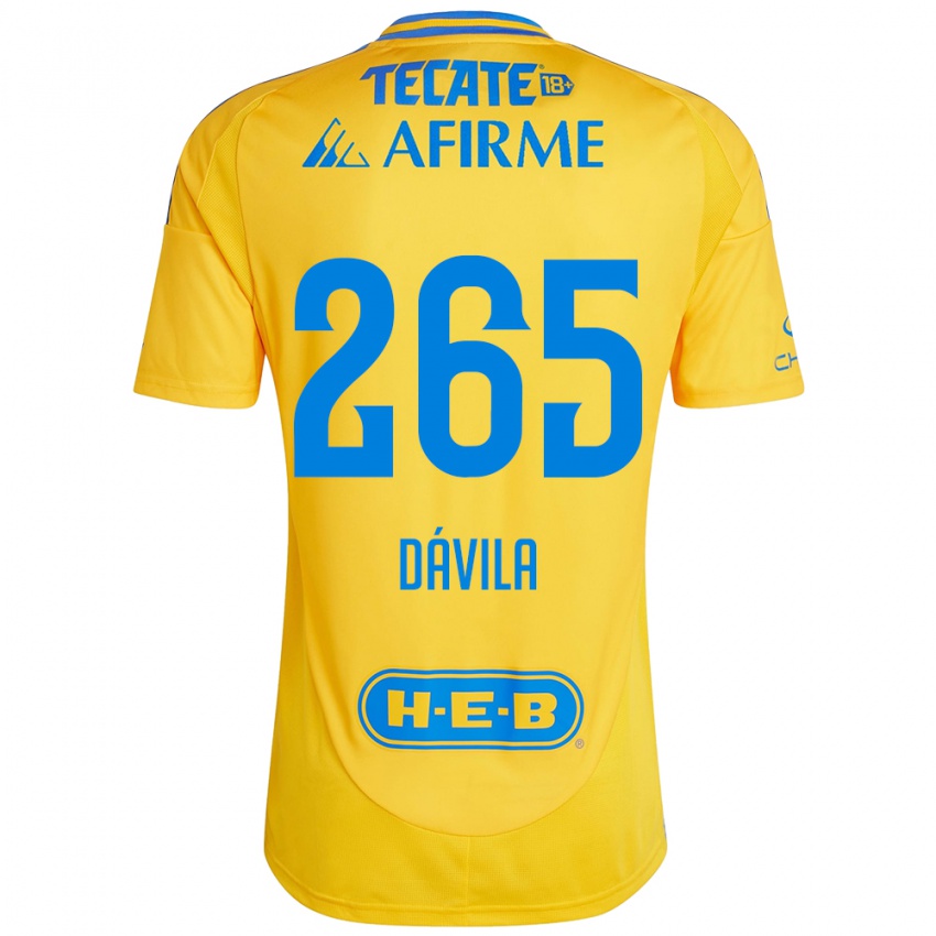 Enfant Maillot Emiliano Dávila #265 Or Jaune Tenues Domicile 2024/25 T-Shirt Belgique