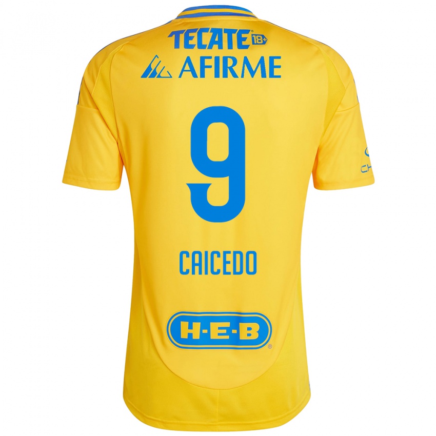 Enfant Maillot Jordy Caicedo #9 Or Jaune Tenues Domicile 2024/25 T-Shirt Belgique