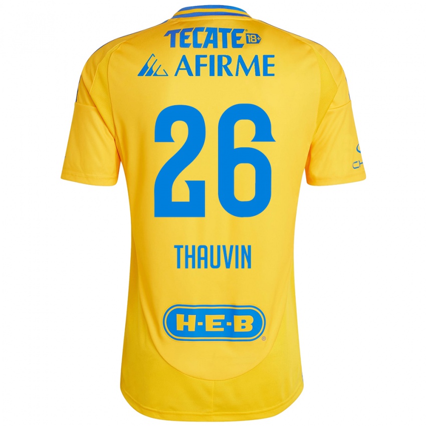 Enfant Maillot Florian Thauvin #26 Or Jaune Tenues Domicile 2024/25 T-Shirt Belgique