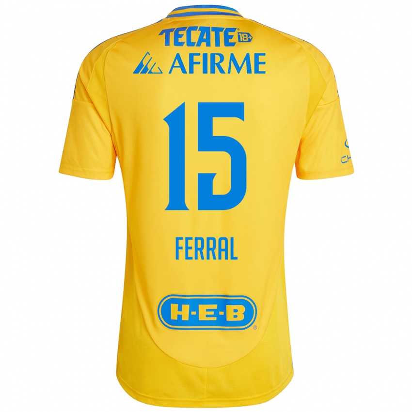 Enfant Maillot Cristina Ferral #15 Or Jaune Tenues Domicile 2024/25 T-Shirt Belgique