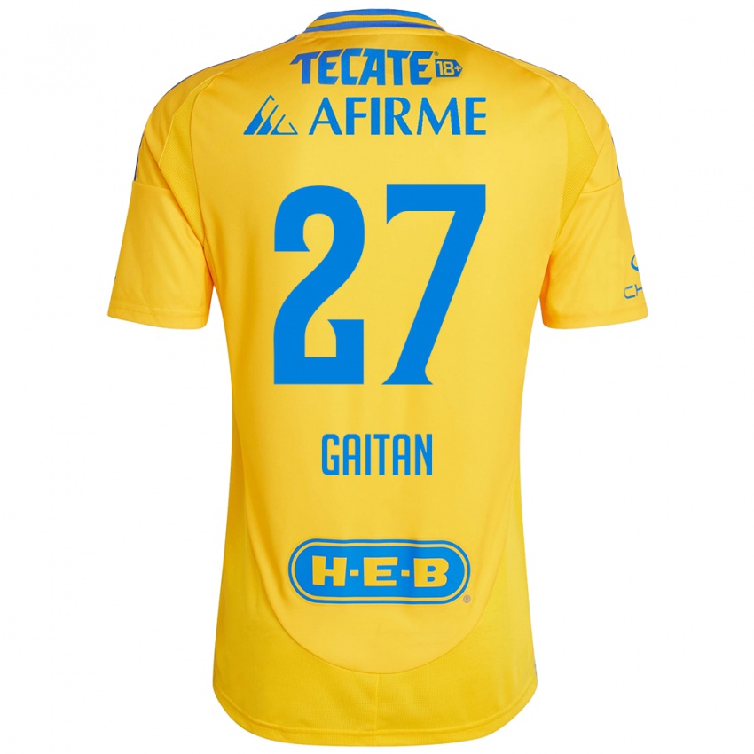 Enfant Maillot Natalia Gaitan #27 Or Jaune Tenues Domicile 2024/25 T-Shirt Belgique