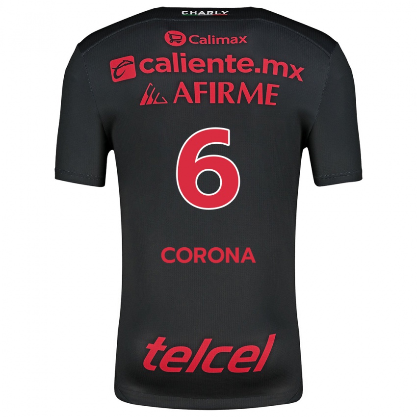 Enfant Maillot Joe Corona #6 Noir Rouge Tenues Domicile 2024/25 T-Shirt Belgique