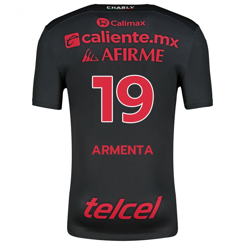 Enfant Maillot Eduardo Armenta #19 Noir Rouge Tenues Domicile 2024/25 T-Shirt Belgique