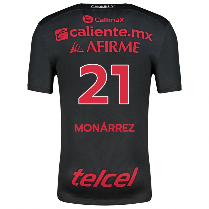 Enfant Maillot Fernando Monárrez #21 Noir Rouge Tenues Domicile 2024/25 T-Shirt Belgique